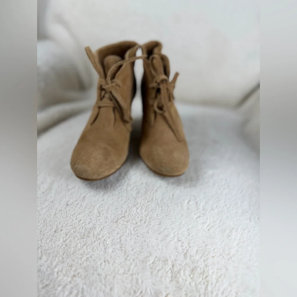 Gianni Bini Camel Suede Wedge Ankle Boots - Picture 6 of 11